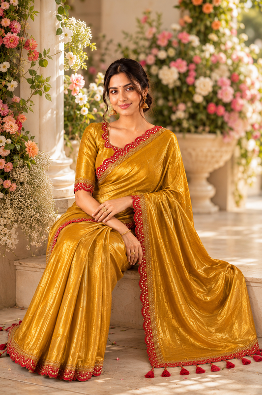 Golden soft tissue with zari border