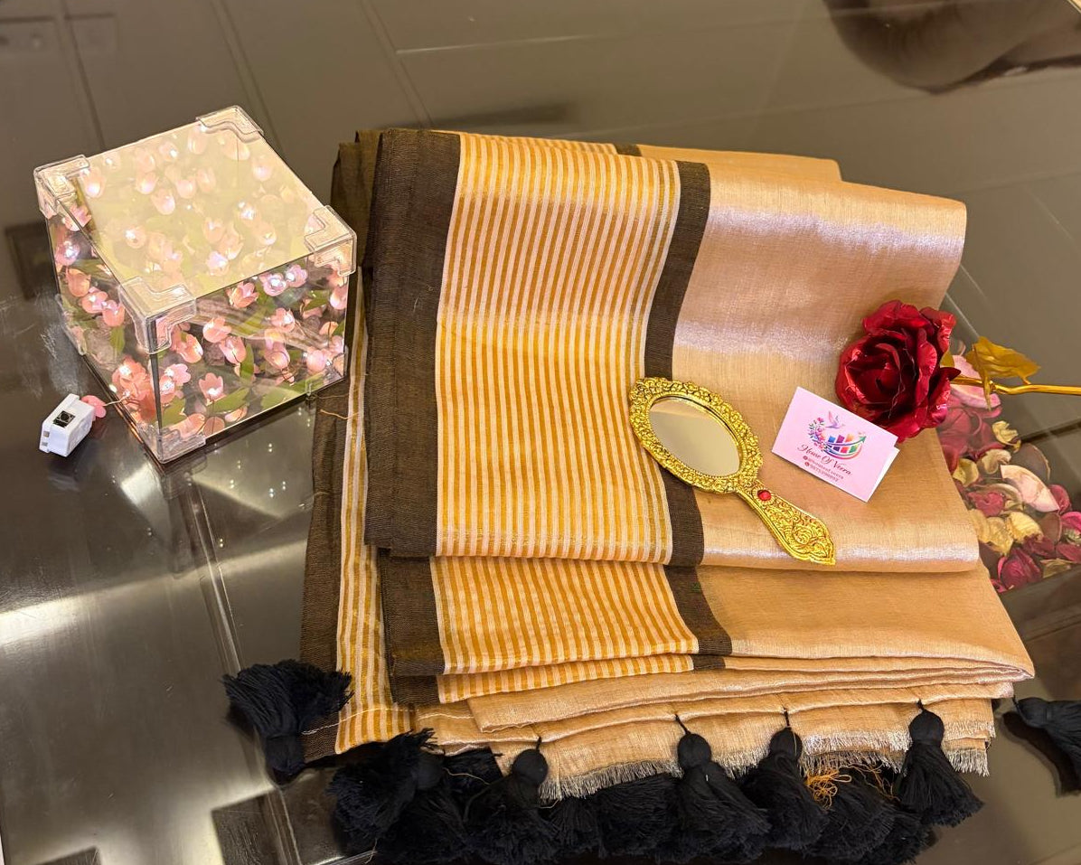 Copper tissue saree
