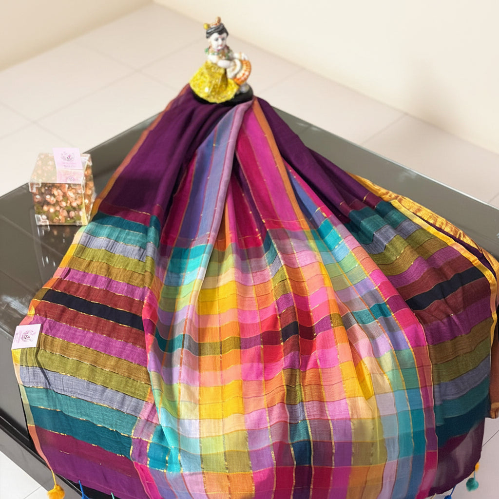 Vayu - Handwoven Rainbow Purple Mul