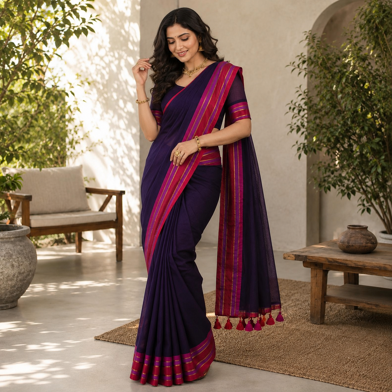 Purple mulmul with thick border