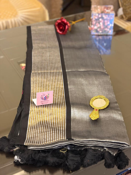 Black soft tissue saree