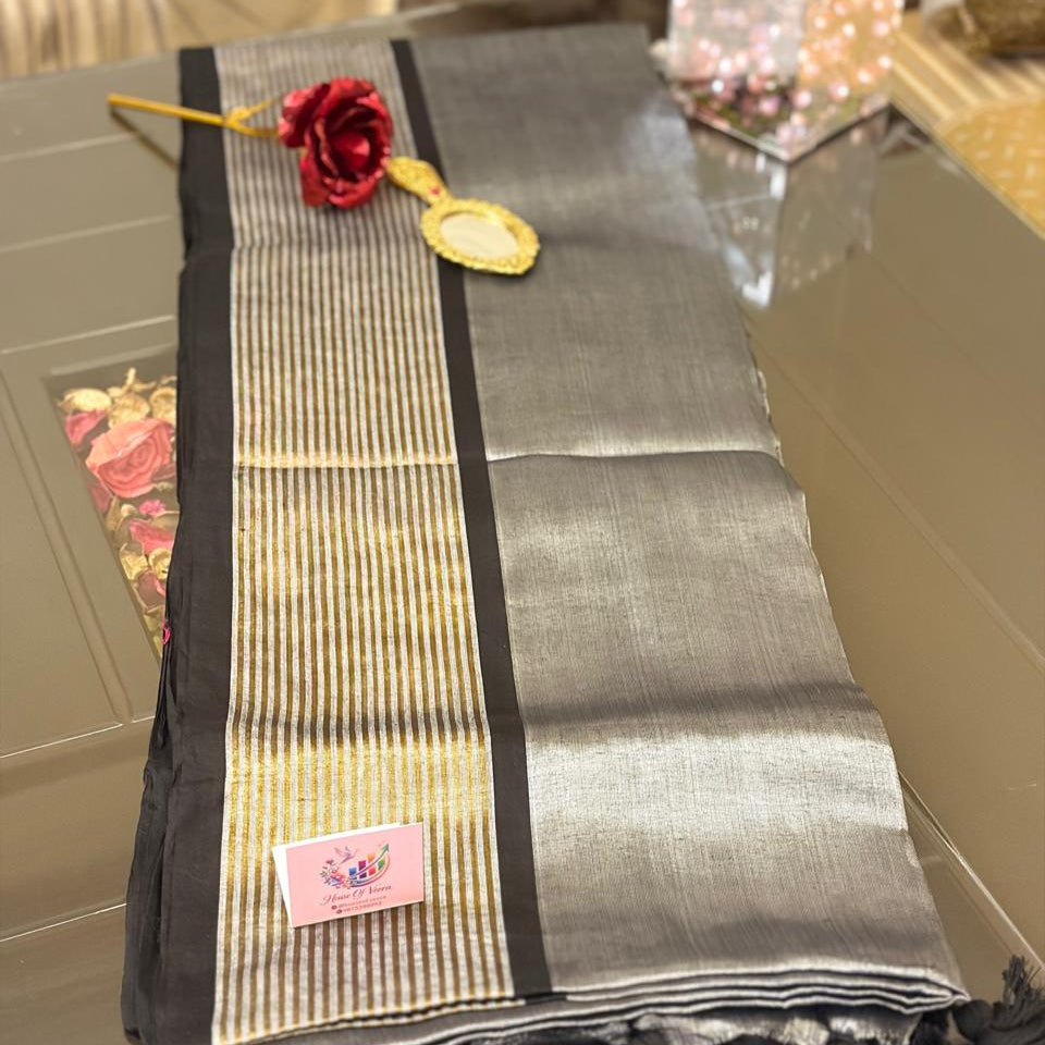 Black soft tissue saree