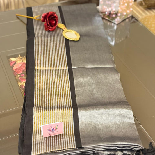 Black soft tissue saree