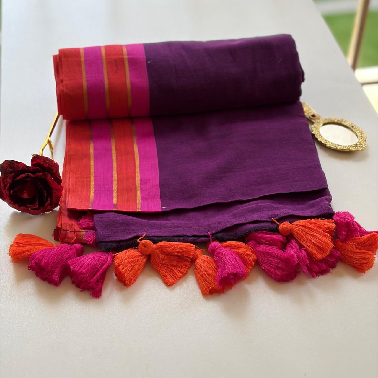 Purple mulmul with thick border