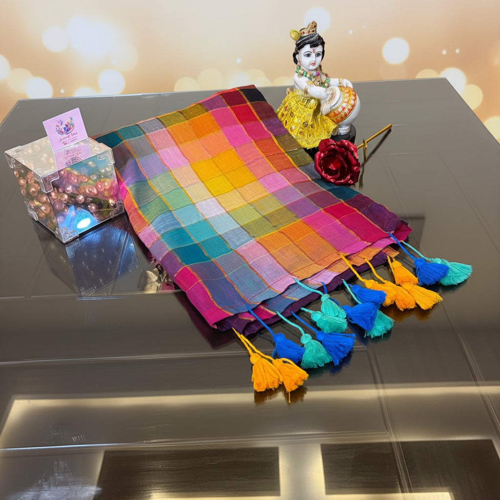 Vayu - Handwoven Rainbow Purple Mul