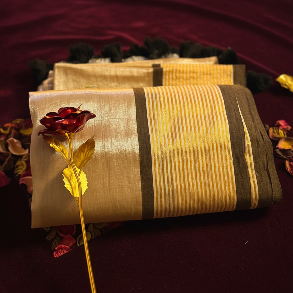 Copper tissue saree