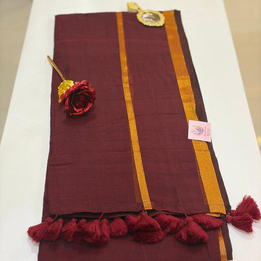Maroon Mulmul with zari border