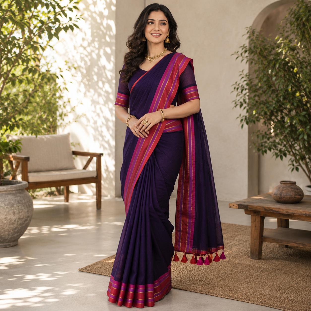 Purple mulmul with thick border