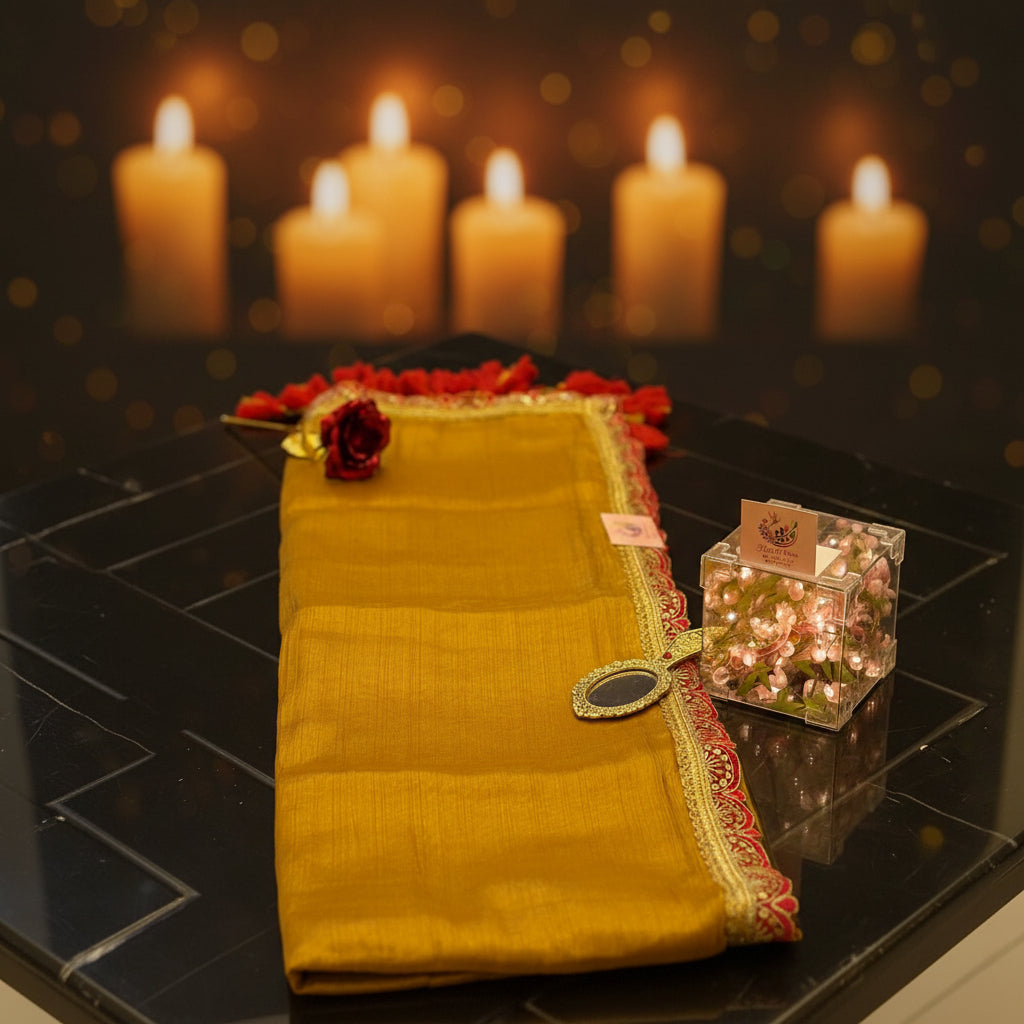 Golden soft tissue with zari border