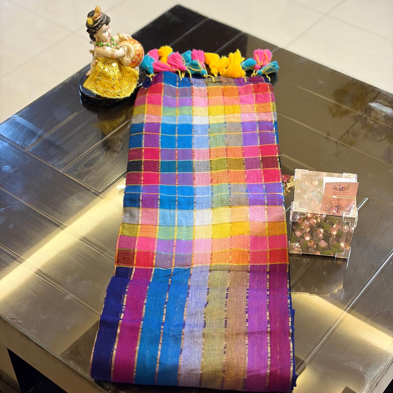 Vayu - Handwoven Rainbow Blue Mul