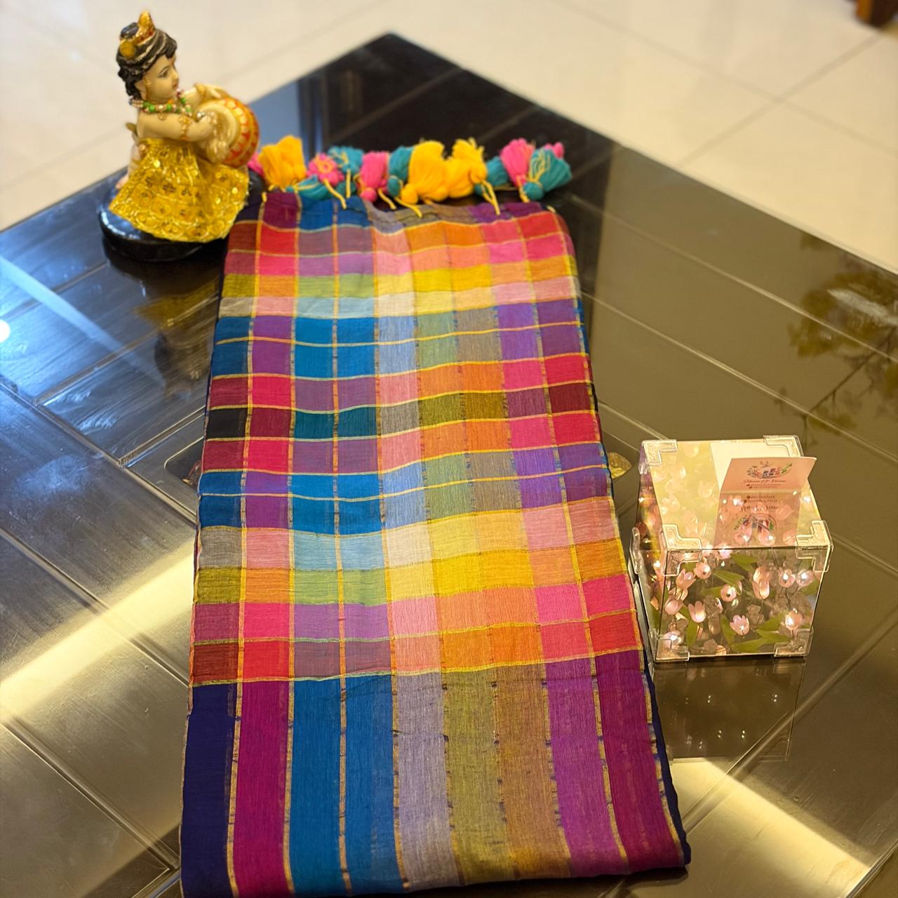 Vayu - Handwoven Rainbow Blue Mul